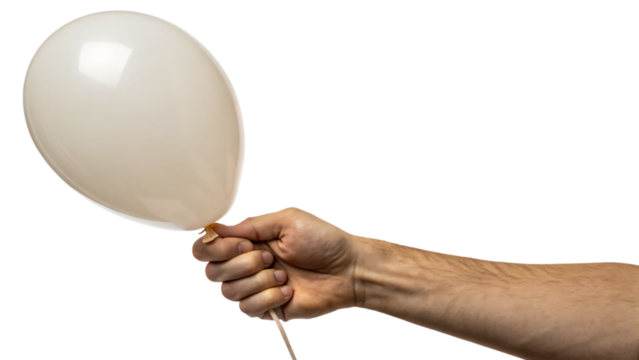 hand holding a balloon isolated