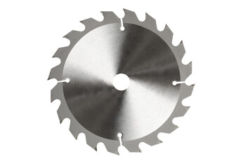 Circular Saw Blade with Big Saw Teeth Isolated on White Background - Industrial Cutting Tool
