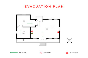evacuation plan. fire evacuation diagram. vector