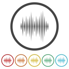 Sound Wave Icon. Set icons in color circle buttons