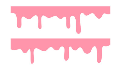 pink fluid background. Seamless pattern of melted strawberry pink. Banner seamless pattern. Melting ice cream, color paint, ice drops flowing down, Sweet liquid ice cream