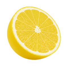 Lemon slice closeup isolated on black background