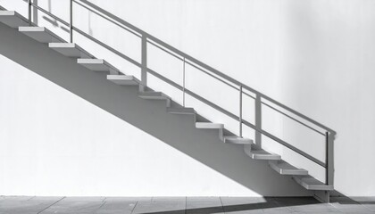 Staircase shadows creating abstract art in urban space modern architecture minimalist design indoor perspective