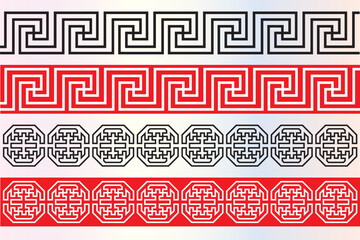 Buryad Mongolian traditional frame ornament vector illustration. Buddhist swastika	
