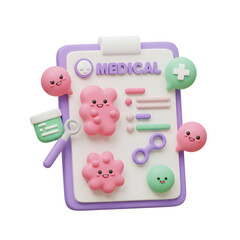 Naklejka premium Medical illustration of cute cells on a clipboard