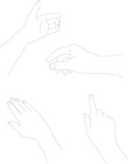 Set of illustrations depicting hands for operational instructions