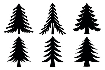 Obraz premium Minimal Pine Tree Silhouette Icons