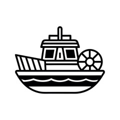 lifeboat icon line art in white background