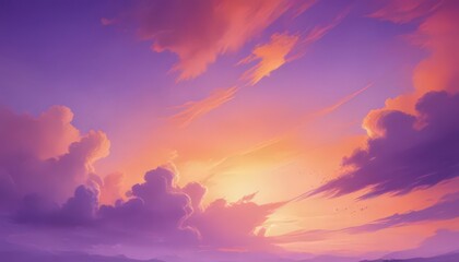 Obraz premium Abstract purple and orange watercolor sky, soft edges, painterly texture , shadow, evocative