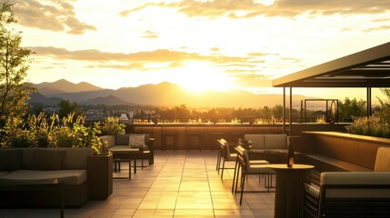 Fototapeta premium Rooftop Terrace Sunset Views (2)