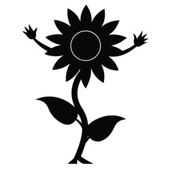 Fototapeta premium This is a vector art illustration of a sunflower, a beautiful floral design element isolated on white, showcasing its iconic silhouette as a symbol of summer nature