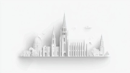 Striking Line Art of European Cathedrals and Monuments in High Fidelity Design