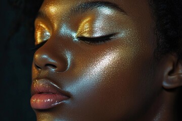 Fototapeta premium Radiant Beauty Glows With Metallic Sheen and Mesmerizing Allure Generative AI