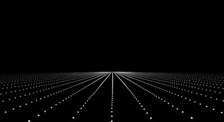 Abstract Minimalist Perspective Grid on Black Background