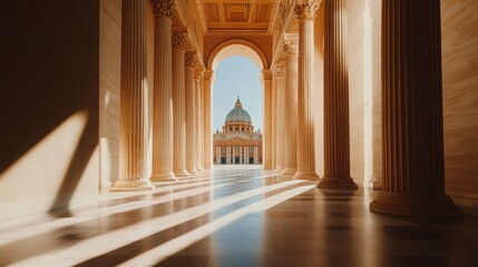 Striking View of Famous European Monument Through Elegant Architecture and Columns