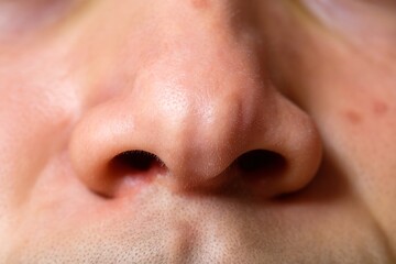Close-up of a human nose, featuring smooth skin and subtle texture details.