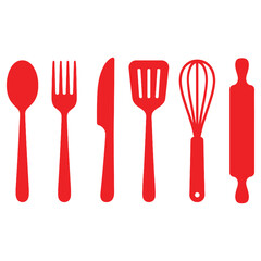 Silver fork spoon and knife set for dining and eating with shiny metal utensils on a white kitchen table