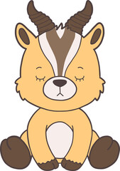 Obraz premium Groovy Woodland Animal with Hand Drawn Gazelle for Book Animals for Kids.