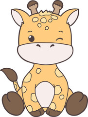Groovy Woodland Animal with Hand Drawn Giraffe for Book Animals for Kids.