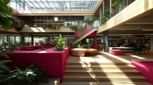 Modern, bright, airy workspace with natural elements