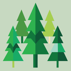 Obraz premium Christmas Tree Icons in Green Shades