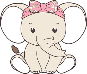 Groovy Woodland Animal with Hand Drawn Elephant for Book Animals for Kids.