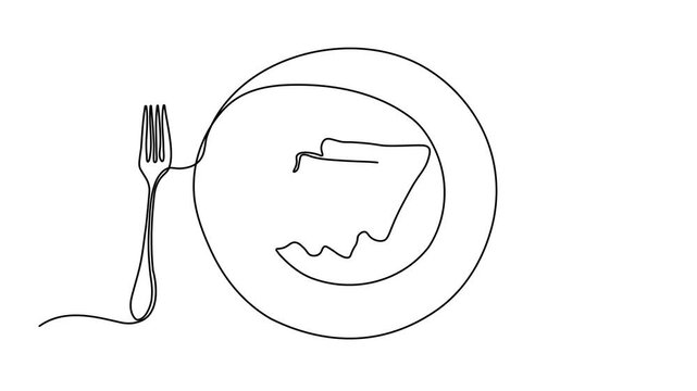 Abstract breakfast rolled pancakes on a plate, Self drawing animation one continuous line draw, logo
