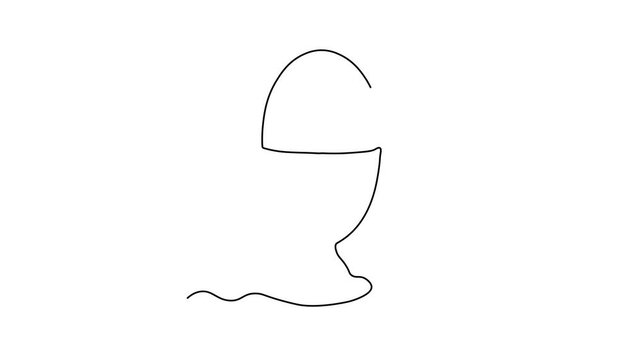 Abstract breakfast  soft boiled egg on a stand, Self drawing animation one continuous line draw, logo