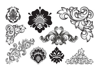 Baroque vector, Baroque Clipart, Baroque silhouette