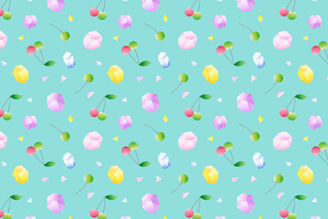 さくらんぼの背景イラスト