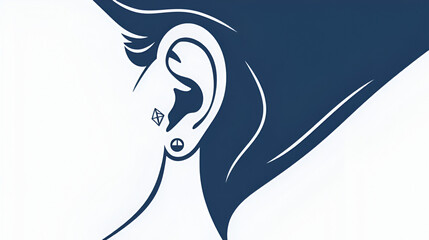 Ear piercing line icon, vector pictogram of face jewelry. Piercing studio logo, linear illustration