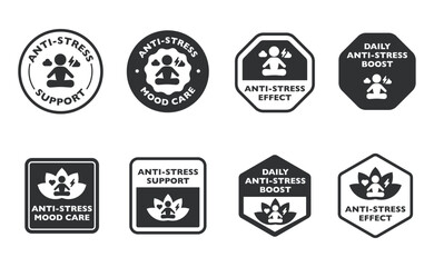 Anti-Stress Vector Icons and Stamps for Product Labeling