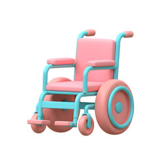 Fototapeta premium Pink and teal wheelchair design illustration for accessibility