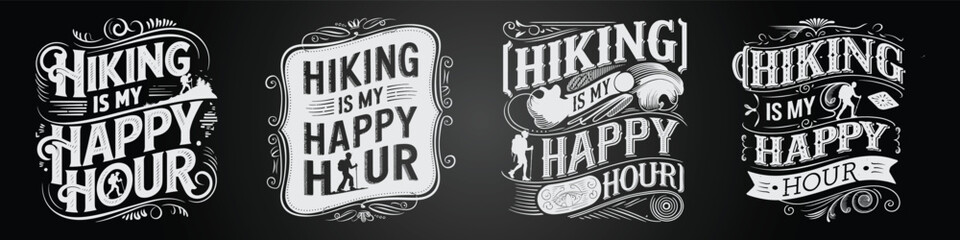 Vector Blackboard Illustration with Jungle Typography and Vintage Emblems