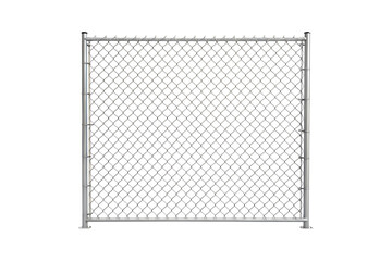 Isolated chainlink fence panel on a gray background casting a shadow transparent background