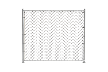 Isolated chainlink fence panel on a gray background casting a shadow transparent background