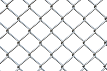 Close up of a metal chain link fence pattern, with a  transparent background