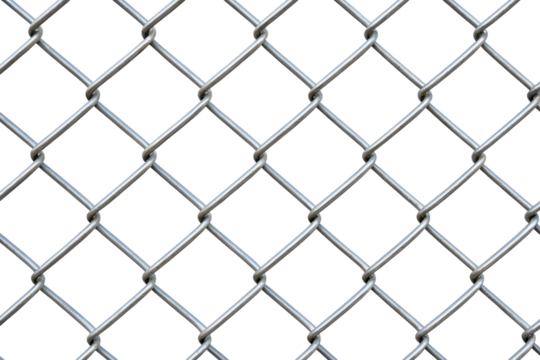 Close up of a metal chain link fence pattern, with a  transparent background - Powered by Adobe