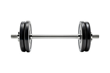 Shiny dumbbell with black plates for bodybuilding and strength training exercises transparent background