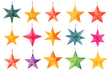 Fototapeta premium Watercolor collection of Christmas stars, decorations isolated on white background