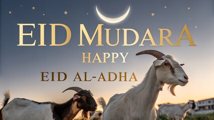 Premium Eid Mubarak Design with Golden Crescent and Stars