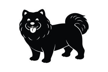 Silhouette art illustration of a Chow Chow wagging its tail excitedly.eps