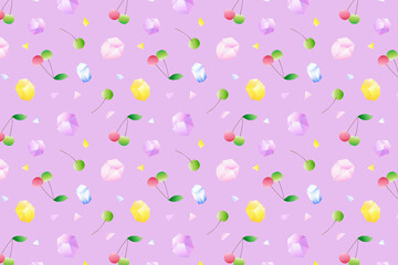 さくらんぼの背景イラスト