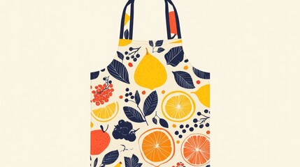 Vibrant fruit-print apron with adjustable straps