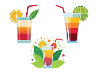 vector illustration of a Batida (Cocktail Made with Fruit Juice and Cacha&ccedil;a)