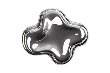 Liquid metal chrome shape, isolated on white background