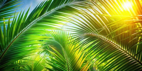 Palm fronds swaying gently in a tropical breeze
