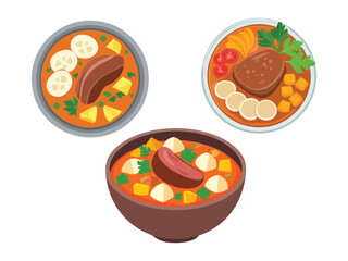 Fototapeta premium vector illustration of a Rabada (Oxtail Stew with Vegetables and Cassava)