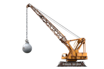 Wrecking ball crane isolated on white background