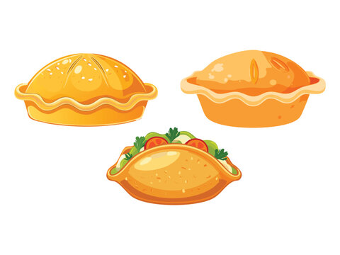 vector illustration of an Empada (Mini Savory Pies Filled with Chicken, Cheese, or Shrimp)